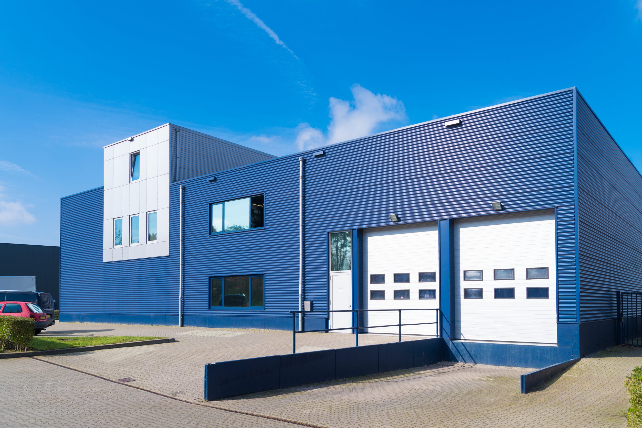 modern blue warehouse